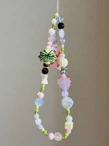 Dây đeo máy ảnh CCD hình trái tim làm từ vỏ dừa, mặt dây chuyền ốp điện thoại, dây chống thất lạc, đồ tự làm bằng hạt cườm. - cọ dừa - Xem 7