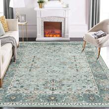 Vintage  Runner Rug Floral Pattern Rug Washable Area Rug Soft Area Rug For Bedroom Stain Resistant Rugs With Non Slip Backing Low Pile Rug For Kitchen Bathroom - Green - View 4