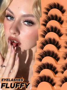 7对高仿真貂毛假睫毛 - 黑色 - 查看 4