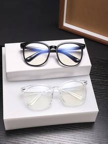 2 PCS Men's Square Large-Frame Glasses Frame Transparent And Clear Lenses Snug Fit With Pressure-Free Comfort Casual Style For Daily Office With Glasses Box - Multicolor - View 7