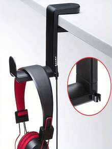 1pc Computer Gaming Headphone Holder Hook Stand, With Adjustable Rotating Arm Clip, Desktop Holder, Cable Management, Workspace Setup, Adjustable Arm, Streamlined Design, High-Quality Stand, Rotating Hook, Headphone Holder, Tech Enthusiasts, Gamers - C - View 3