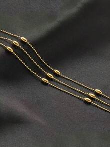 1 pieza Collar de 100cm de largo con diseño de bola redonda chapado en oro de 18K de acero inoxidable, de moda y sexy, adecuado para uso diario, fiestas, baile - Dorado - Ver 7