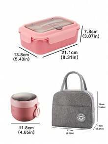 1/3pcs Insulated Lunch Box Set | Includes Insulated Bag, Cup, Lunch Box | Convenient To Carry | Ideal For Back To School Gift And Daily Meal Prep - Multicolor - View 10