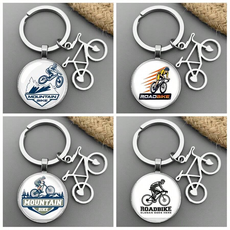 Medvang 1pc Zinc Alloy Mountain Bike/Road Bike Keychain For Cycling Enthusiasts - Antique Silver - View 1