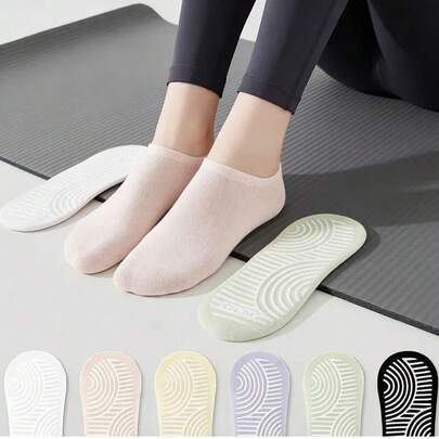 6 Pairs Non-Slip Yoga & Pilates Socks - Women's Breathable Thick Sports Socks