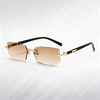 1 Pair Unisex Black Ultra-Thin Frameless Y2K Fashion Glasses, Suitable For Summer Beach, Driving, Beach Accessories, Street Style, Can Be Paired With Sweaters, Jackets, Hoodies, Leather Pants And Cargo Pants, Ideal For Summer Beach Vacation, Outdoor Activities And Travel