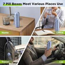 [2 Pack] Ml Travel Pill Organizer Portable Of Weekly Pill Box Large Aluminum Alloy Pill Case   7 Day Daily Medicine Organizer    Supplement - 冰藍色2包 - 查看 6