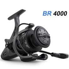 BILLINGS 纺车轮，4000-7000系列鲤鱼渔线轮，最大拖拽力10公斤，双刹车，瞬时防反转，金属线杯和摇臂，适用于海水或淡水 - 黑色 - 查看 7