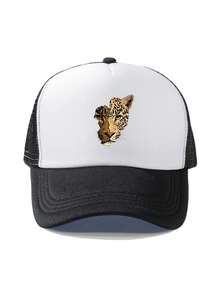 1pc Fashion Animal Sponge Cap Leopard Head Printing Adult Truck Driver Hat Baseball Hat Fishing Hat Funny Gift Hat For Men And Women Spring And Summer - A - View 10