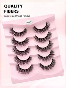 ENCHUW 5 Pairs Fluffy Lashes Wispy Cross Eyelash Soft Long Thick Volume Eyelashes Dramatic False Eyelashes Eye Lashes Makeup Extension - Black - View 5