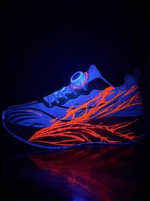 女士春夏渐变网面系带透气舒适跑步鞋，轻便减震时尚运动休闲鞋，夜光跑步鞋 - 白紅 - 查看 9