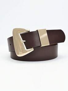 1条女士腰带，波西米亚风腰带，牛仔竞技风，女牛仔风，西部风腰带，女士腰带，Y2K风格腰带，复古休闲简约金色不对称扣棕色中等宽度腰带，可搭配裤子、衬衫、毛衣、外套，适合派对、日常通勤、节日和生日礼物、音乐节等场合。 - 棕色 - 查看 1