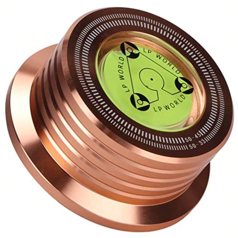 Zyyini Estabilizador de Peso Récord LP de Aluminio con Nivelación de Burbujas Estabiliza la Velocidad de Rotación Mantiene el Nivel del Tocadiscos para Tocadiscos de 50Hz Oro Rosa - Oro rosa - Ver 1
