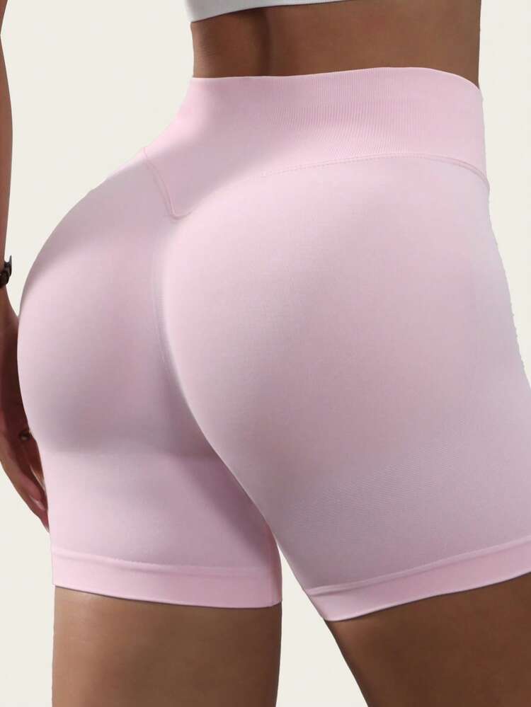 2pcs Sports Shorts - Black & Stretchy Pink Shorts, High Waist Tummy Control Women Sports Shorts, Fitness Shorts, Cycling Shorts - Multicolor - View 3