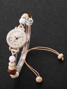 1pc Cute & Fresh Women/Student Quartz Watch With Star Decor Bracelet (Watch Not Included) - Beige - View 5