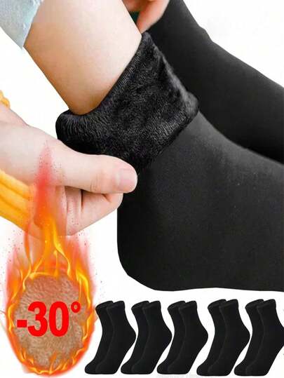 10 Pairs Women's Winter Warm Socks - Super Soft Thermal Lining Anti-Slip | Comfortable Indoor House Socks, Suitable For Snow Boots | Cold-Proof Essential (Random Color), Women's Socks, Thick Warm Mid-Calf Socks, Winter, Fleece Lining Soft Comfortable Plush Slippers Socks, Warm Winter Socks, Women's Christmas Sock Gifts, Autumn 5 Pairs/3 Pairs/1 Pair, Women's Socks, Adult Christmas Sock Gifts, Warm Socks