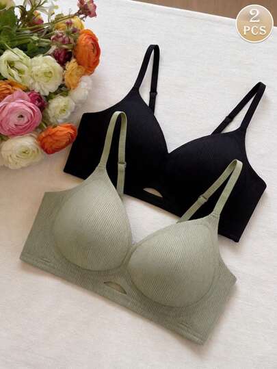 2 Pcs Hollowed Out Sports Bra For Women, Comfortable, Simple, Fashionable And Sexy Bra