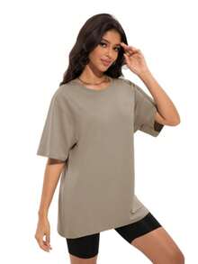 4 Pieces - Women's Loose T-Shirt Round Neck Loose Summer Loose T-Shirt Short Sleeved Sports Shirt, 100% Polyester Fiber - Nhiều màu - Xem 4