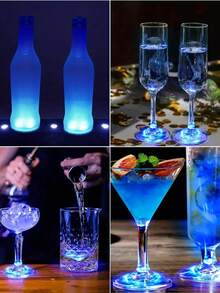 10pcs LED Coasters Lights, LED Sticker Lights, LED Bottle Lights, Cup Holder Lights, 7-Color RGB LED Bottle Lights, Suitable For Wine Bottles, Applicable For Nightclub, Club, Wedding, Bar, Party, Christmas, Halloween Decoration - Multicolor - View 12