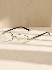 1pc Metallic Frameless Square Chameleon Glasses For Men - Silver - View 2