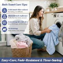 Peryiter 4 Pcs Microfiber Bath Towels 27.6 X 55 Inch Large Colorful Sheets Set With Loop Soft Absorbent Quick Dry Plush Bathroom Towel For Adults Dorm Spa Gym Travel(Pink, Blue, White, Gray) - 彩色 - 查看 4