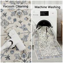 Vintage  Runner Rug Floral Pattern Rug Washable Area Rug Soft Area Rug For Bedroom Stain Resistant Rugs With Non Slip Backing Low Pile Rug For Kitchen Bathroom - Beis - Ver 8