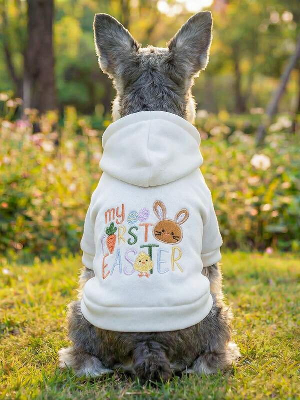 PETCIRCLE 1pc Pet Clothes, Dog Cat Apparel, Small Dog Puppy Outfit, Cute Carrot Rabbit Easter Sweatshirt, Warm & Comfortable For Autumn/Winter