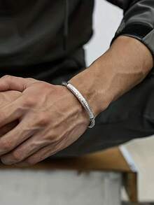 1条男士时尚合金手链，采用雕刻合金材质，饰有吊坠和护身符，可调节长度，男女皆宜，适合作为珠宝礼物。 - 彩色 - 查看 2