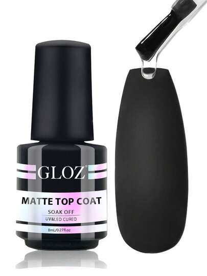 GLOZ Matte Gel Top Coat For Gel Nail Polish, Proof Matte Top Coat No Wipe Powder-Resist Matte Finish For Detail Powder Painting And Long Lasting Fall Nail Gifts For Women
