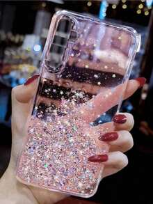 亮片钻石闪粉软硅胶全包手机壳，适用于三星 Galaxy A17 A07 A14 A15 A16 5G A26 A36 A56 A55 A35 A25 A05S，也适用于 S25 S24 S23 S22 S21 S20 S25 FE S24 Plus S22 Ultra，适合送给男孩女孩的礼物。 - 粉色 - 查看 2
