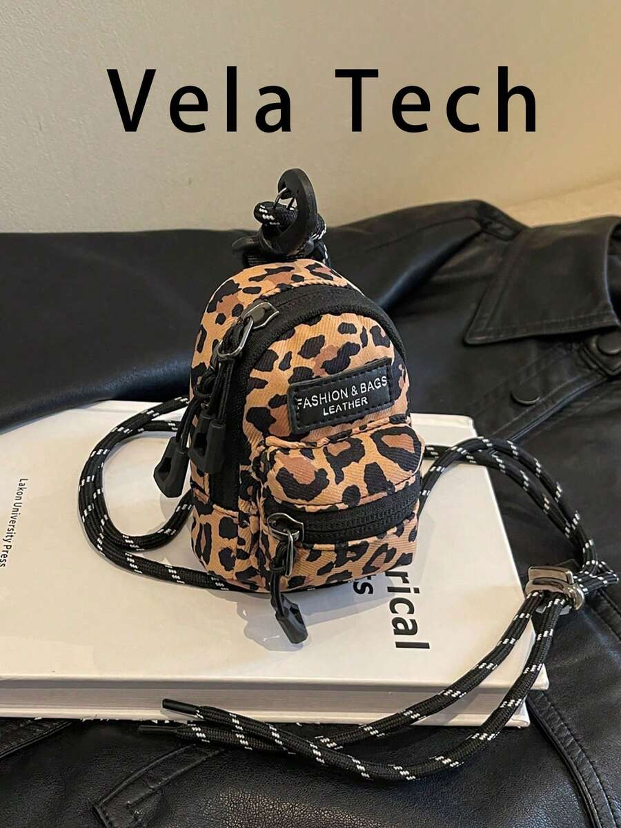 新款女士迷你单肩包，独特设计，休闲百搭，时尚小巧可爱，功能多样，配有可拆卸肩带、拉链封口，斑马纹、奶牛纹、豹纹、纯色可选，收纳方便，可斜挎，亦可作零钱包。 - 棕色 - 查看 1