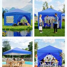Carpa Plegable Ajustable 3m x 6m con 6 Laterales – Gazebo Impermeable para Fiestas con 3 Alturas – Kit Completo: Bolsas de Peso, Estacas, Cuerdas y Bolsa con Ruedas – Ideal para Camping, Bodas y Event - azul - Ver 7