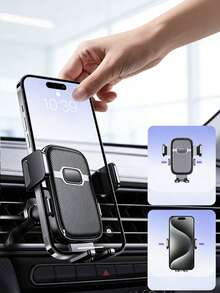 360°旋转单手快拆车载手机支架 - 防滑稳定夹式支架，适用于4-7英寸安卓/iOS智能手机（黑色） - 黑色 - 查看 3