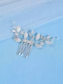 优雅女士水钻合金发梳，中国风汉服/旗袍发饰，婚礼新娘头饰 - 銀色 - 查看 6