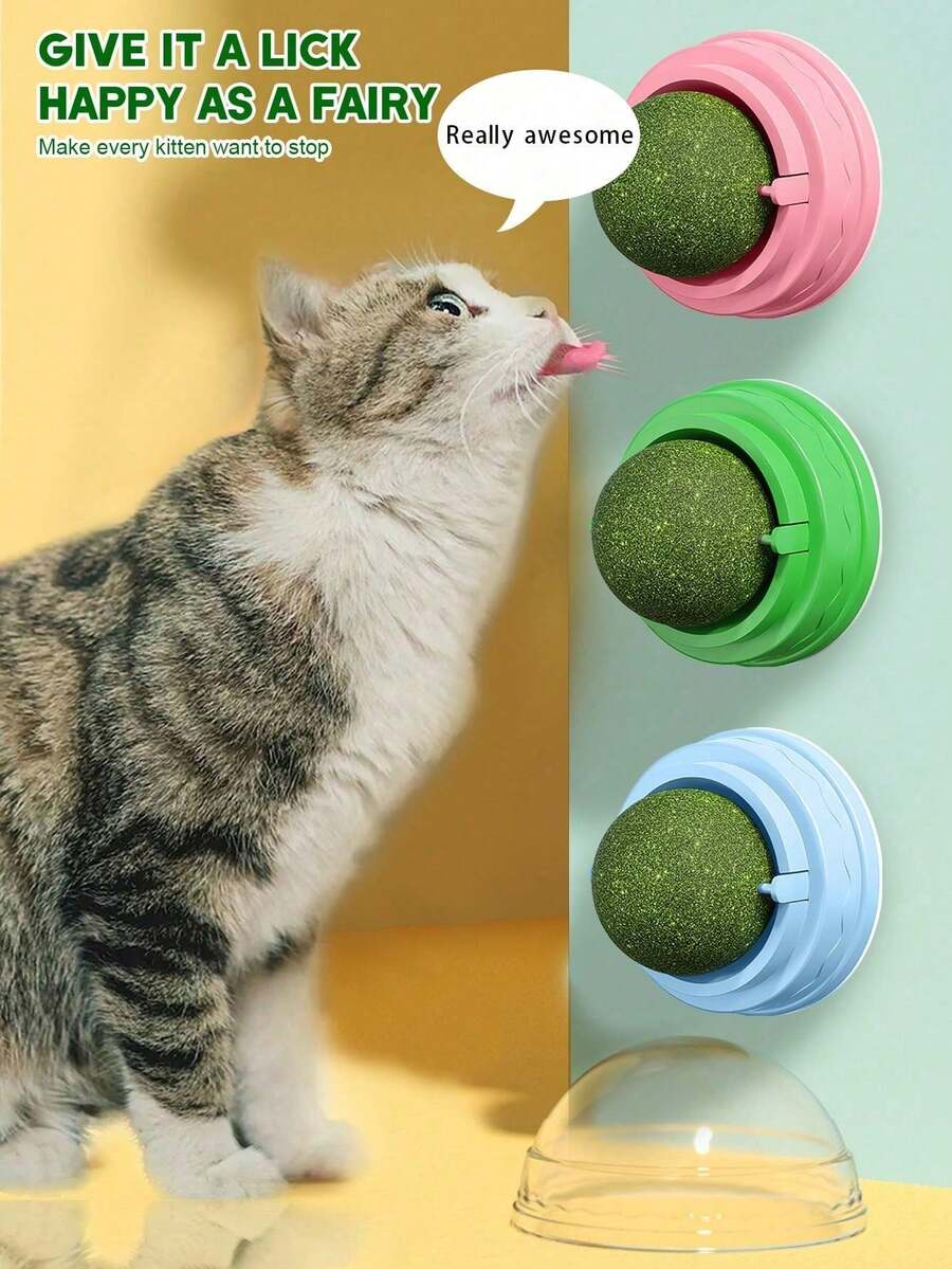 Cat Ball, Licking Rotating Ball, Cat Self-Entertainment Ball, Cat Ball, Fragrant Wood Ball, Fruit Ball - Green - View 1