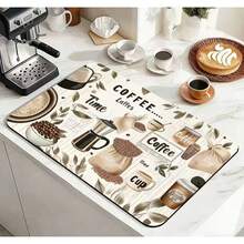 硅胶咖啡机垫、台面餐具垫、硅胶厨房餐厅垫、咖啡印花餐具垫、沥水垫，适用于厨房和咖啡吧 - 彩色 - 查看 28