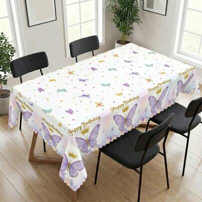 1pc Butterfly Printed Tablecloth, Suitable For Holidays, Parties, Birthdays, Dinners, Restaurant Table Decor, All Seasons, Home Decor