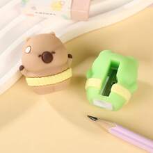 2pcs Mini Animal Pencil Sharpeners, Cute Sheep & Capybara Shaped Creative Pencil Sharpeners, Stationery For Students - Multicolor - View 5