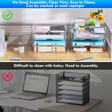 4 Pack A4 Acrylic Letter Tray – Stackable Document Organiser, Transparent Premium Clear Filing Organizer Trays For Magazines, Notes, A4 Size File Paper(Sturdy Design) - View 7