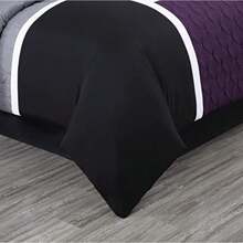 Edredón acolchadoChezmoi Collection - Upland - Juego de edredón Acolchado de 7 Piezas con diseño de Patchwork - Queen Morado//Gris - Morado/Negro/Gris - Ver 7