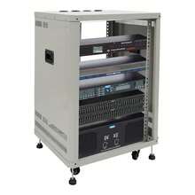 15U Rolling Network & Audio Rack With Top Shelf, Carbon Steel Open Front/Back Studio Cabinet With Casters And Levelling Feet, Ventilated Gray Rack For AV Gear Up To 300lbs - Grey - View 7