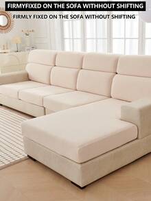 1件装弹力沙发套，防滑全覆盖沙发座套，四季皆宜，加厚面料，可机洗，防尘，宠物友好，适用于卧室、办公室、客厅等场所，适合L型沙发和1/2/3/4人座沙发。 - 米黃色 - 查看 6