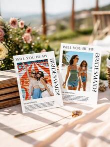 1/3pcs Personalised Will You Be My Bridesmaid Proposal Card & Envelope Custom Text Role And Message Maid Of Honour Flower Girl Wedding Favour Gift,Customize Text,Bridesmaid Proposal Card Template, Editable Will You Be My Bridesmaid Card, Printable Bridesmaid Info Card, Maid Of Honor Proposal - Multicolor - View 5