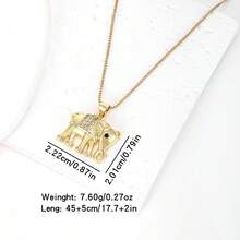 1件彩色锆石18K镀金铜大象吊坠项链，奢华珠宝，简约设计，优雅女士礼物 - 金色 - 查看 10
