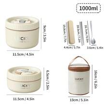 便携式304不锈钢保温午餐盒，含餐具和午餐袋，密封防漏便当盒，可微波炉和热水加热，隔热防烫，可重复使用，可存放水果沙拉等食物，适合学生和成人在学校、办公室、户外露营、野餐、旅行、返校等场合使用。 - 彩色 - 查看 26