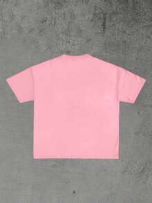 Boys & Teens' Casual Graphic Print Round Neck Short Sleeve T-Shirt, Summer Top - Hồng - Xem 2