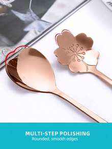 4pcs Flower Design Spoon - Rose Gold - View 5
