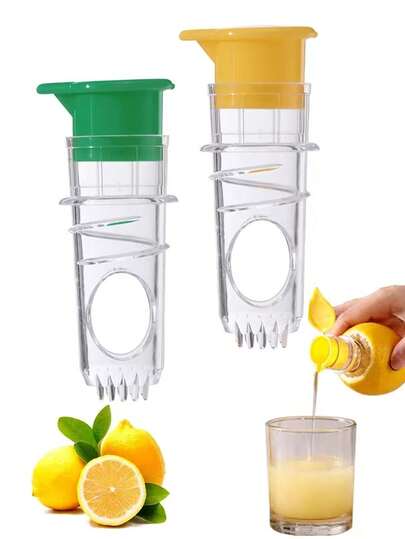 4/2/1PC Manual Fruit Juicer, Small Plastic Lemon Juicer, Orange Juicer, Fruit Juicer, Separator, Juicer, Fruit Squeezer, Rotary Freshly Pressed Filter