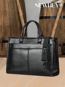 NEWHEY 男士商务包，A4尺寸兼容，求职包，大容量，面试包，独立电脑包，15.6英寸，公文包，双向手提，防水，适合商务、学校、工作、出差和日常使用。 - 黑色 - 查看 7