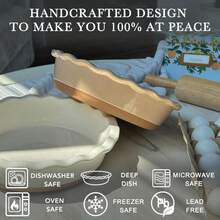 MORA Ceramic Pie Pan For Baking - 9 Inch - Deep And Fluted Pie Dish For Old Fashion Apple Pie, Quiche, Pot Pies, Tart, Etc - Modern Farmhouse Style Porcelain Ceramic Pie Plate - Chai - Màu A - Xem 3